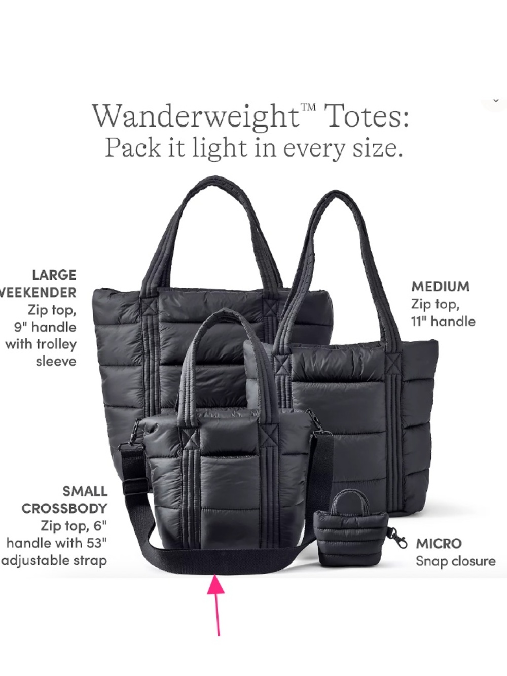 Land's End Wanderweight Ultralight Packable Crossbody Tote Bag (Vintage Blue) - Picture 4 of 11